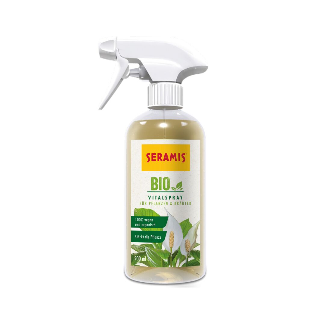 Seramis Bio Vitalspray für Pflanzen und Kräuter, 500 ml Flasche mit Sprühkopf.