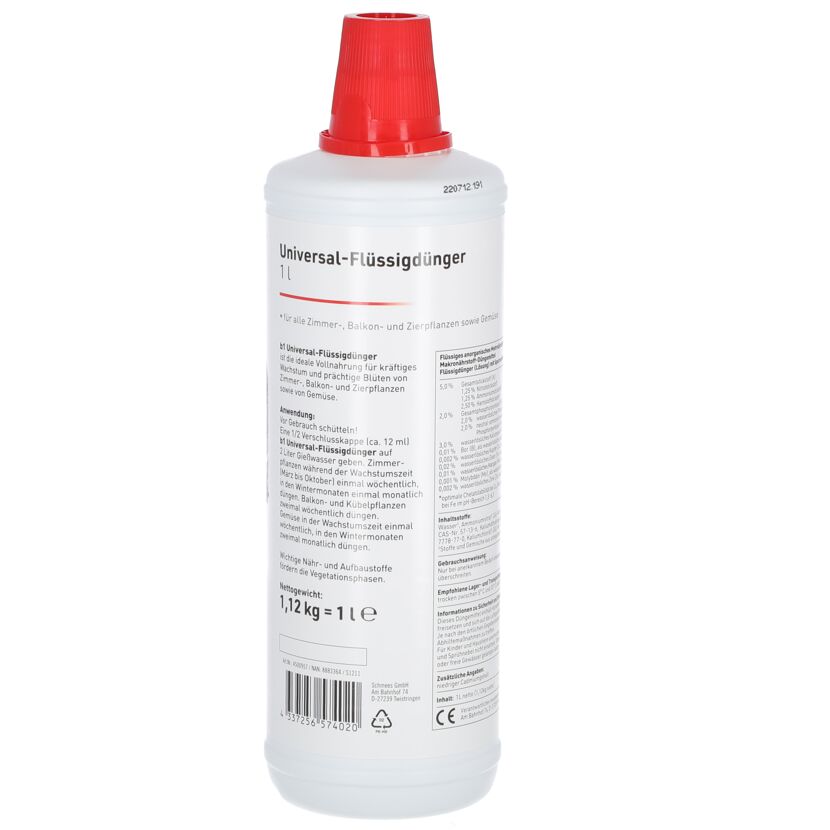 Eine Flasche Universal-Flüssigdünger.