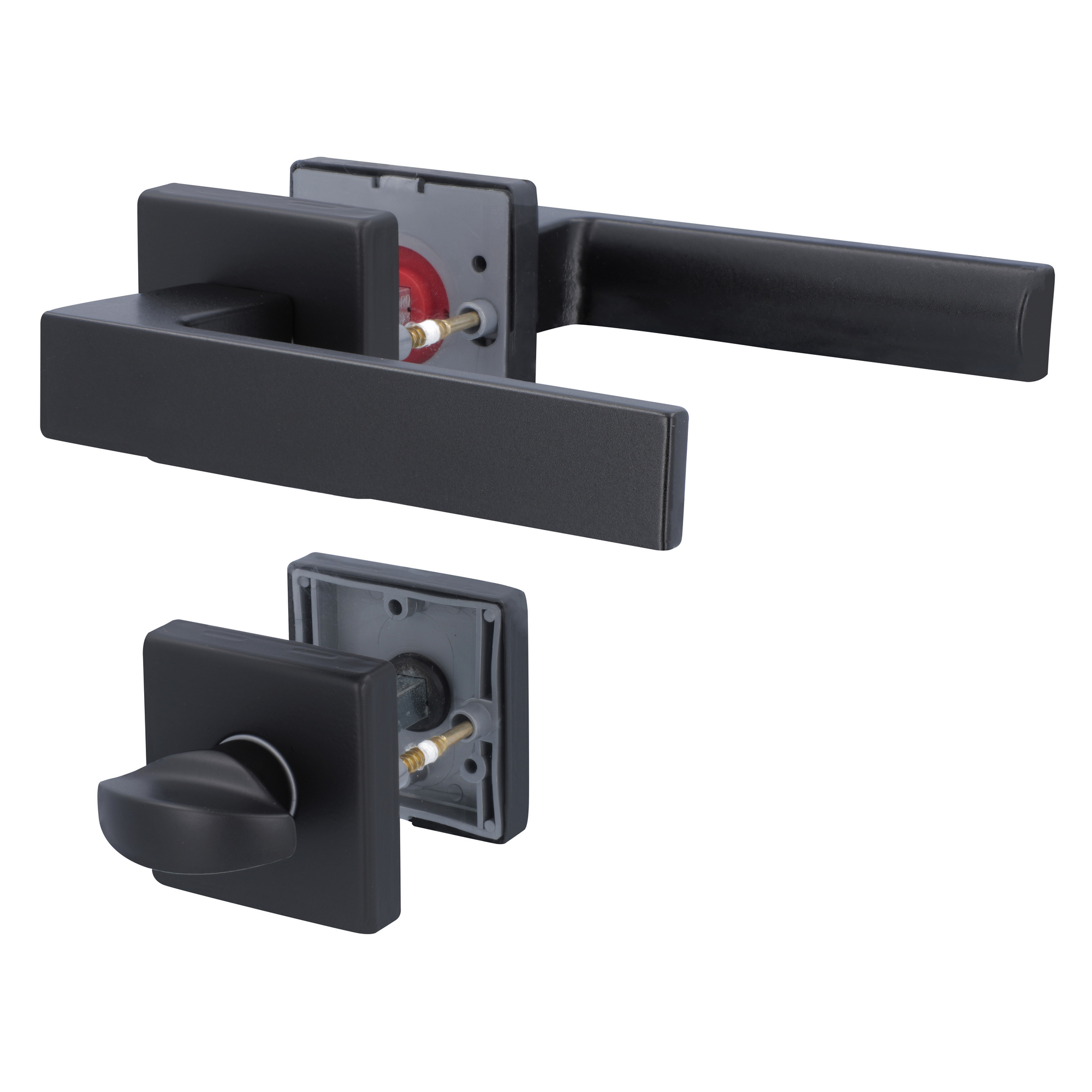Rosettengarnitur 'Nathan Square' Aluminium schwarz matt