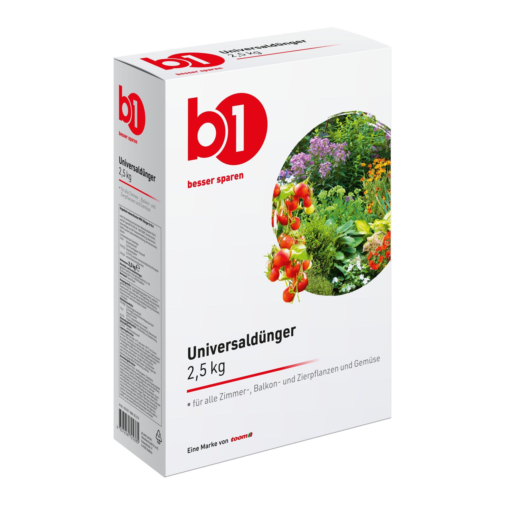 B1 Universaldünger 2,5 kg für Zimmer-, Balkon-, Zierpflanzen und Gemüse