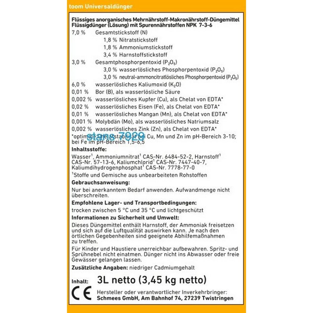 Nahaufnahme von Toom Universaldünger