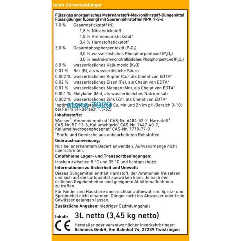 Nahaufnahme von Toom Universaldünger