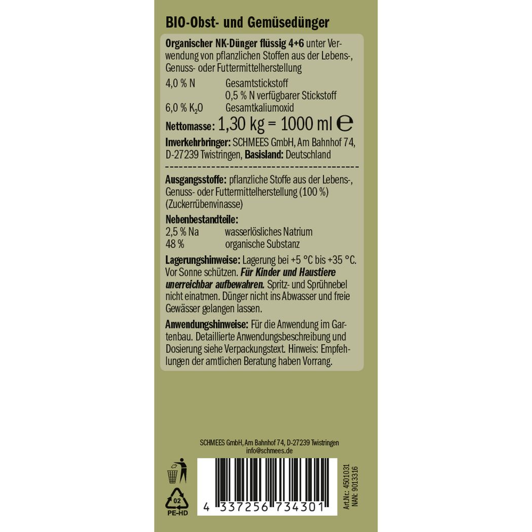 Naturtalent by toom® Bio-Obst- und Gemüsedünger 1 l