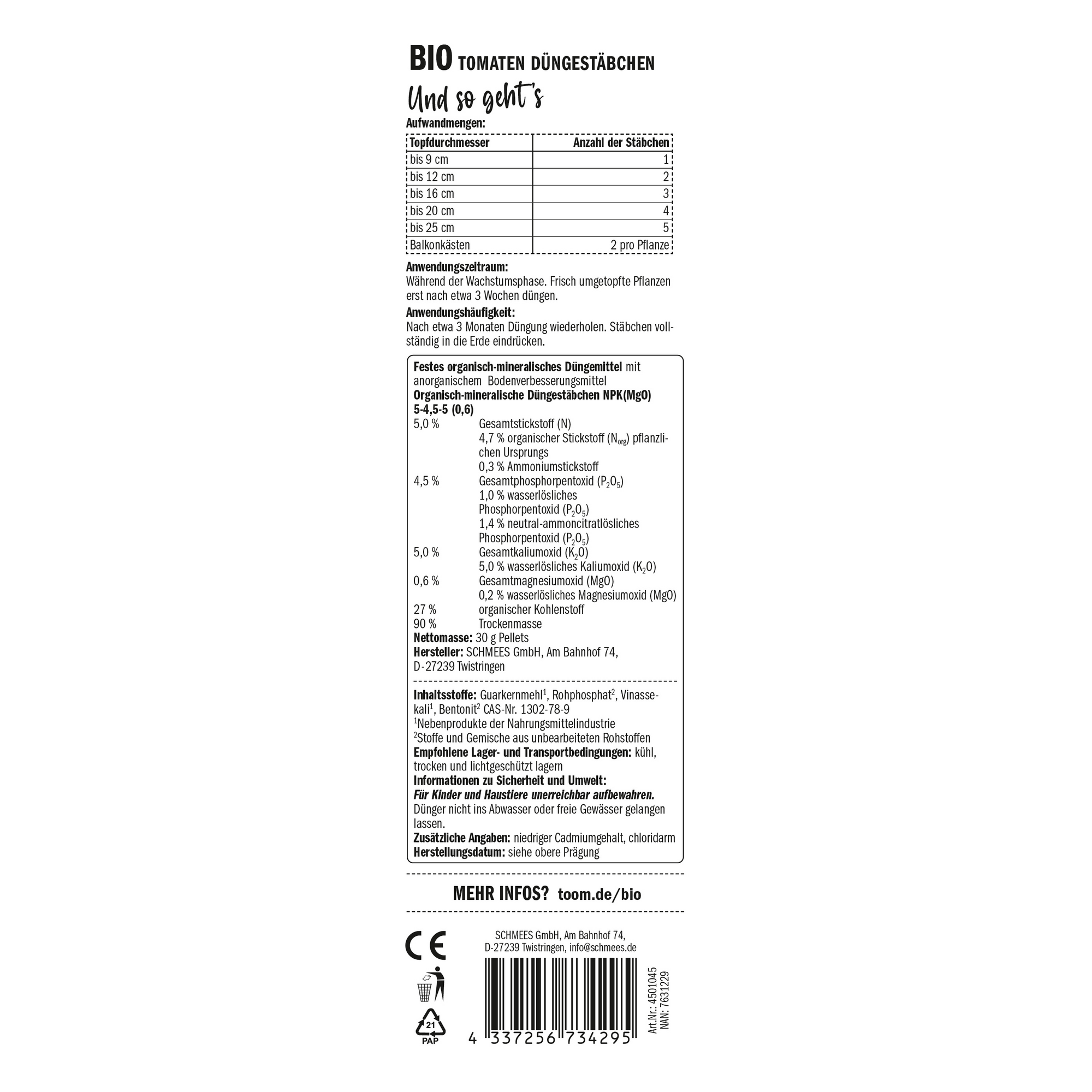 Naturtalent by toom® Bio-Tomatendüngestäbchen 30 Stück