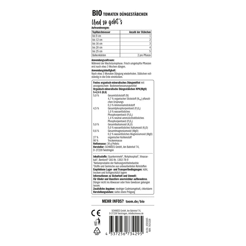 Naturtalent by toom® Bio-Tomatendüngestäbchen 30 Stück