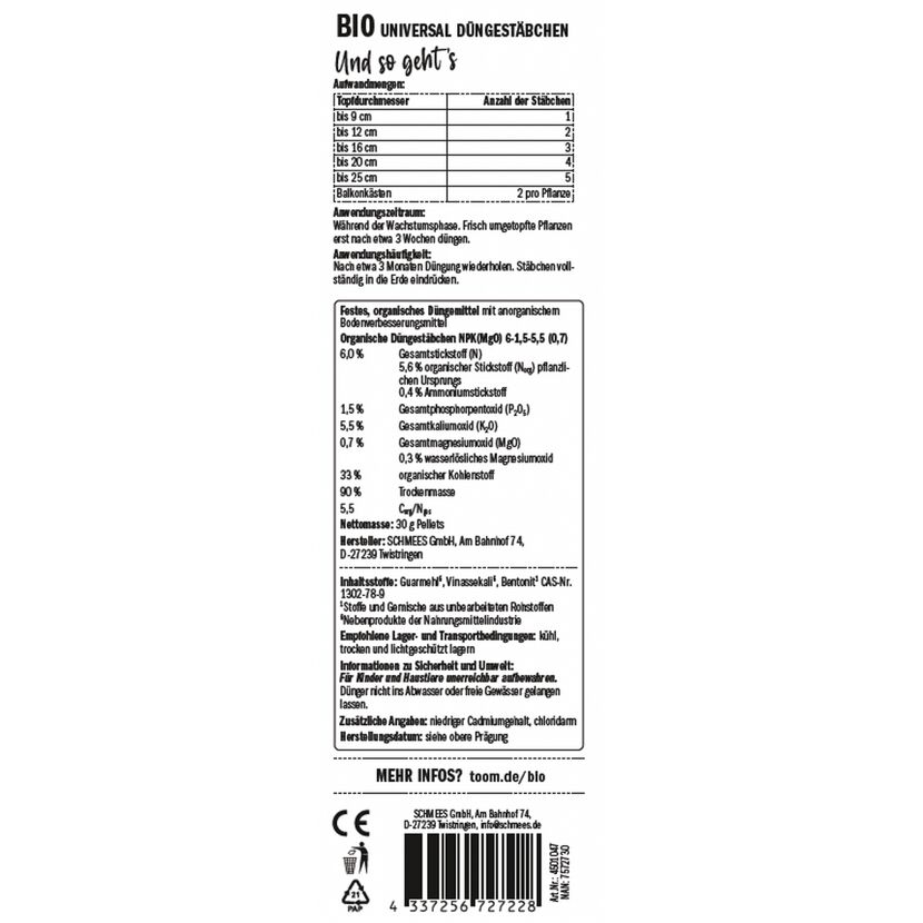 Naturtalent by toom® Bio-Universaldüngestäbchen 30 Stück