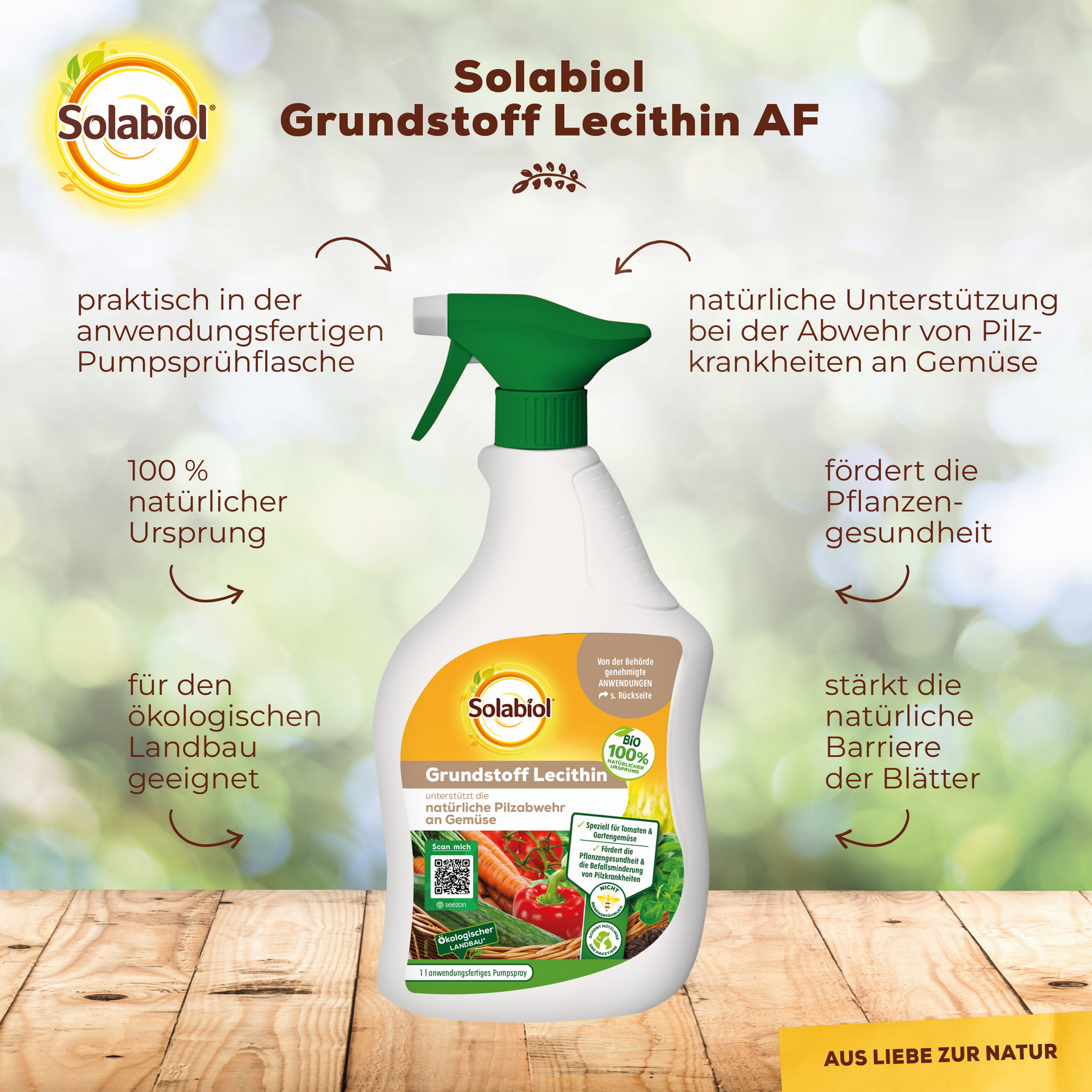 Grundstoff Lecithin Spray 1 l zur Abwehr von Pilzkrankheiten