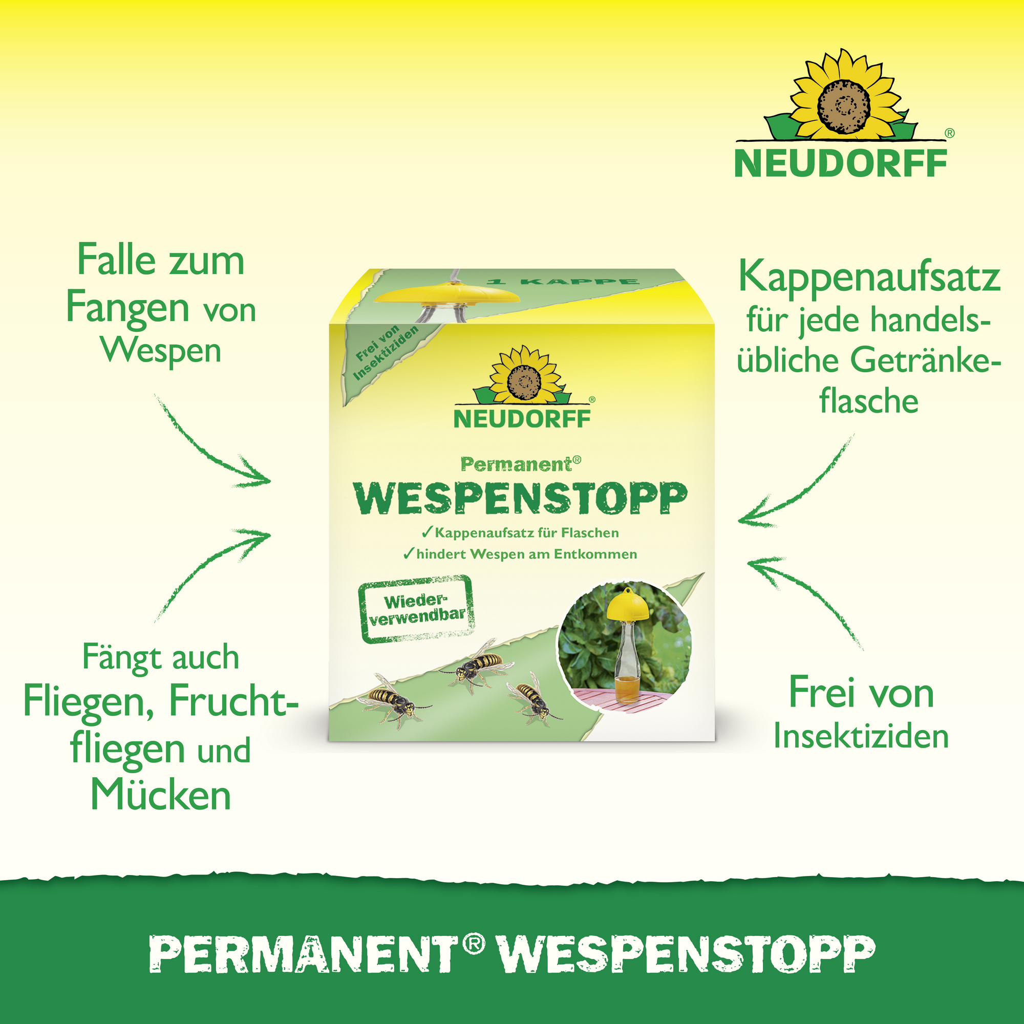 Permanent Wespenstopp Kappenaufsatz für Flaschen