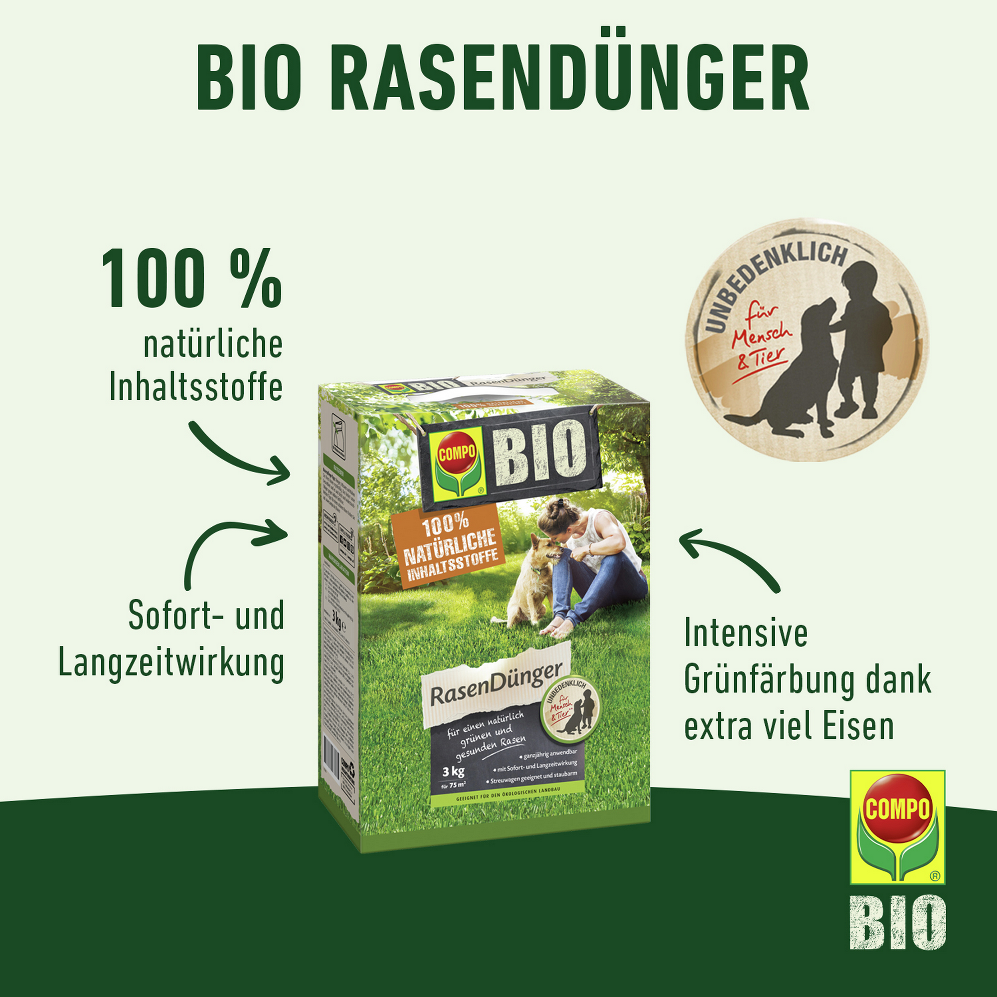 Bio-Rasendünger 3 kg für 75 m²