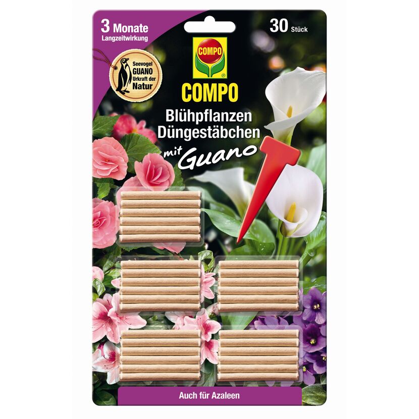 COMPO Blühpflanzen-Düngestäbchen mit Guano, 30 Stück