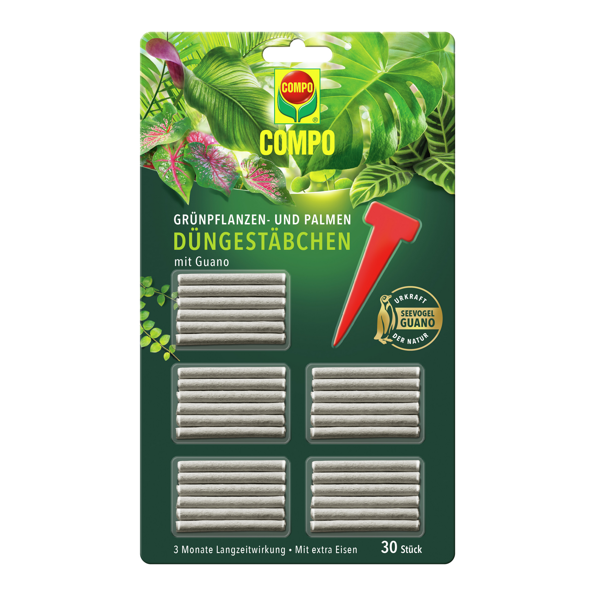 Compo Grünpflanzen- und Palmen-Düngestäbchen mit Guano 30 Stück