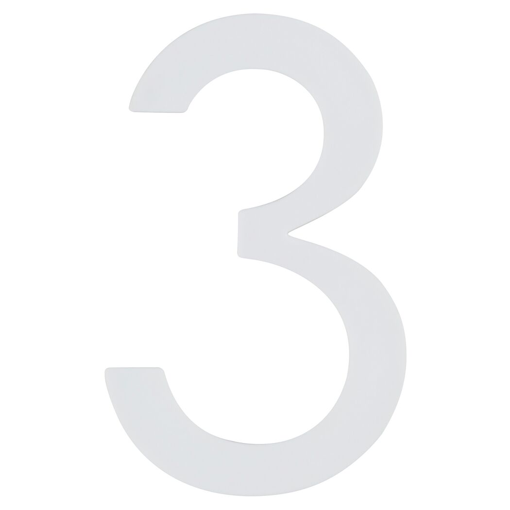 Selbstleuchtende Hausnummer 3, weiß.
