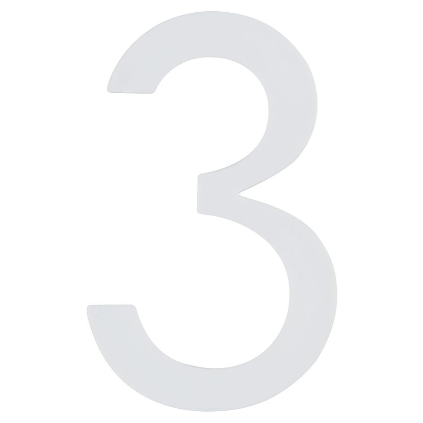 Selbstleuchtende Hausnummer 3, weiß.