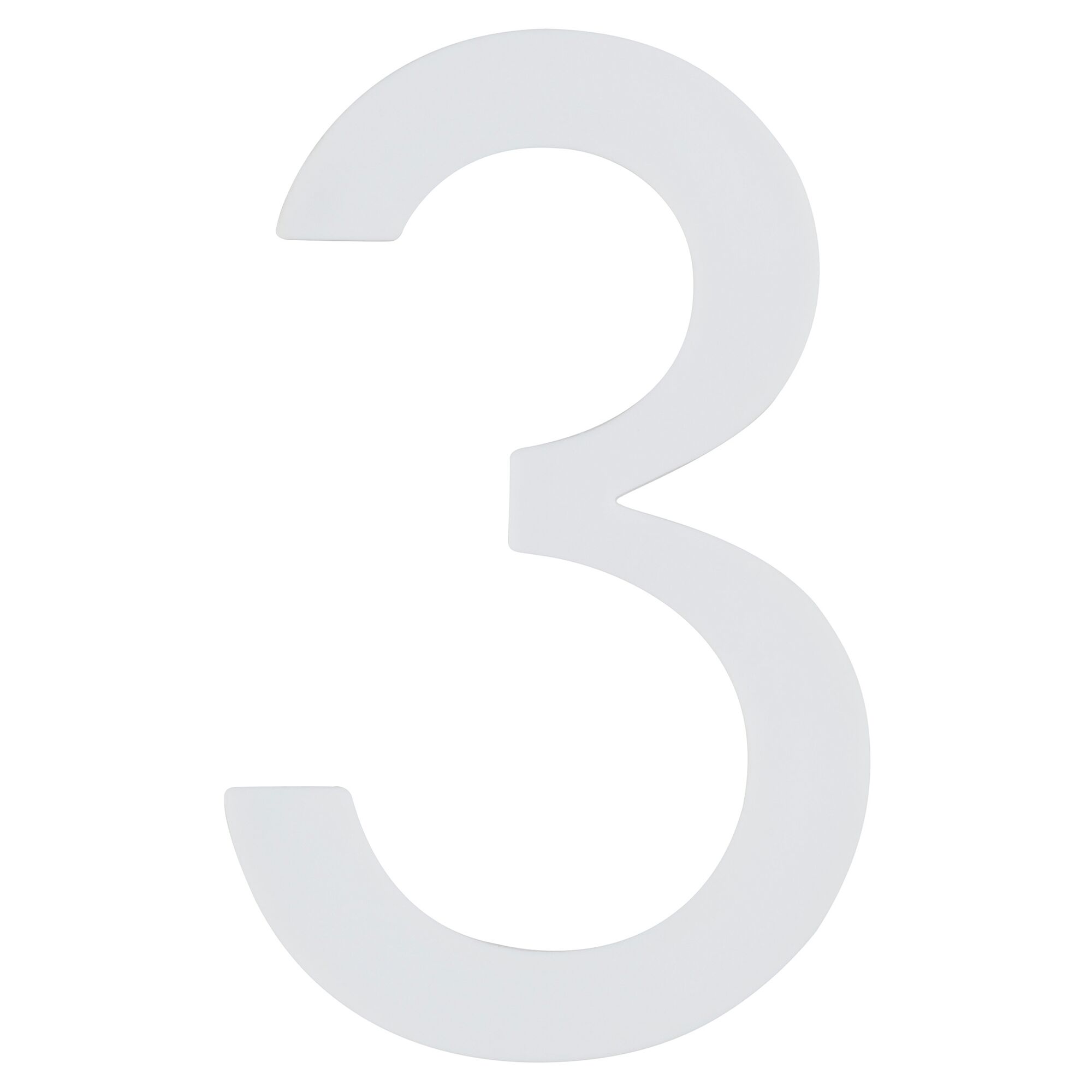 Selbstleuchtende Hausnummer 3, weiß.