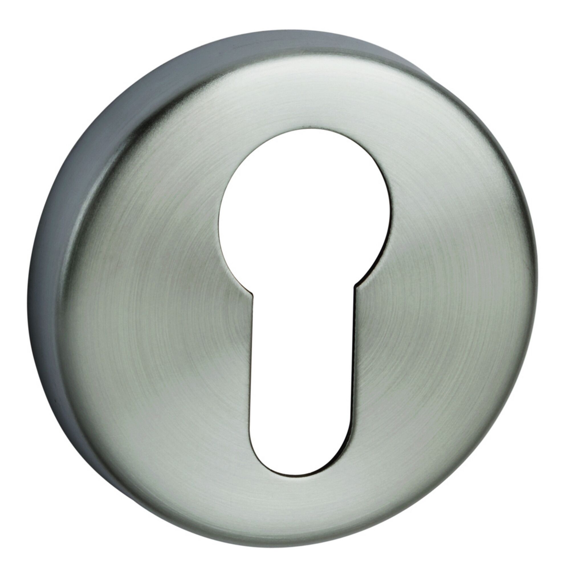 Runde Türrosette aus Edelstahl mit Schlüsselloch.