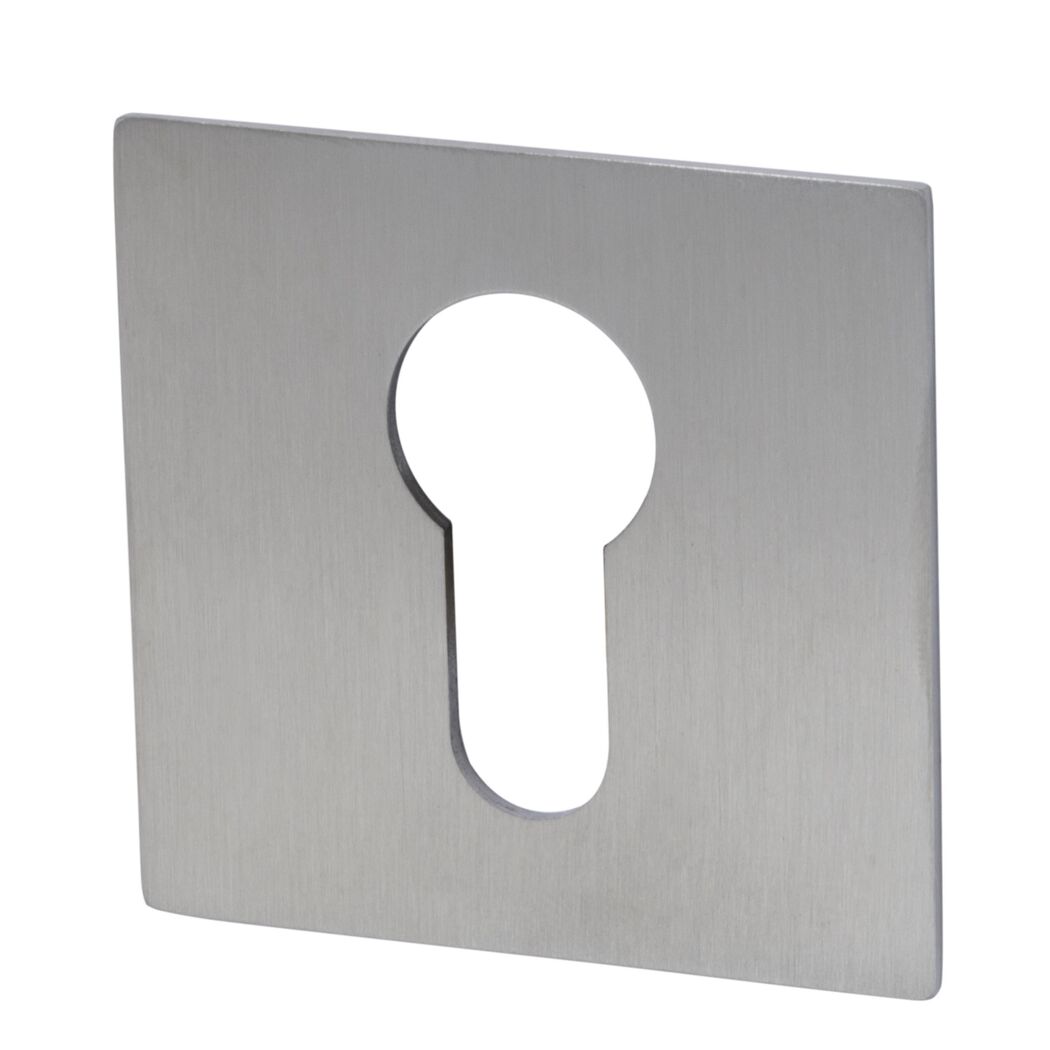 Eckige Rosette aus Metall mit Schlüsselloch.