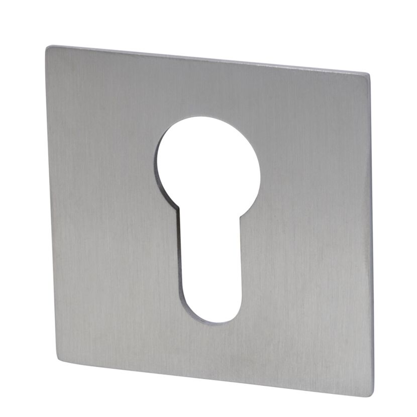 Eckige Rosette aus Metall mit Schlüsselloch.