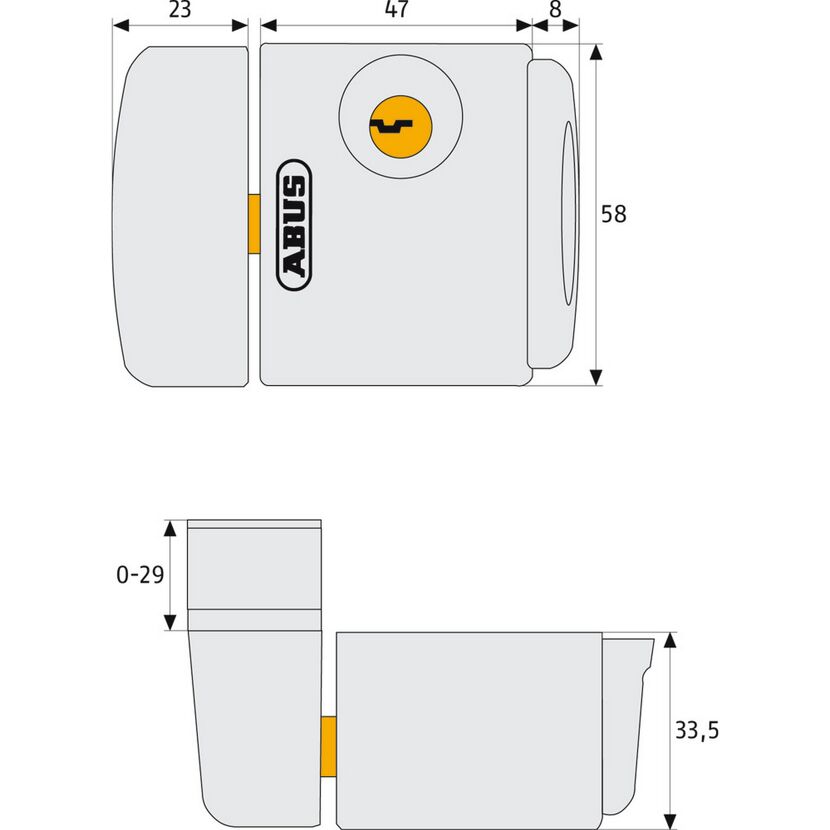 ABUS Fensterschloss FTS3003 W CL/DFNLI mit Maßen