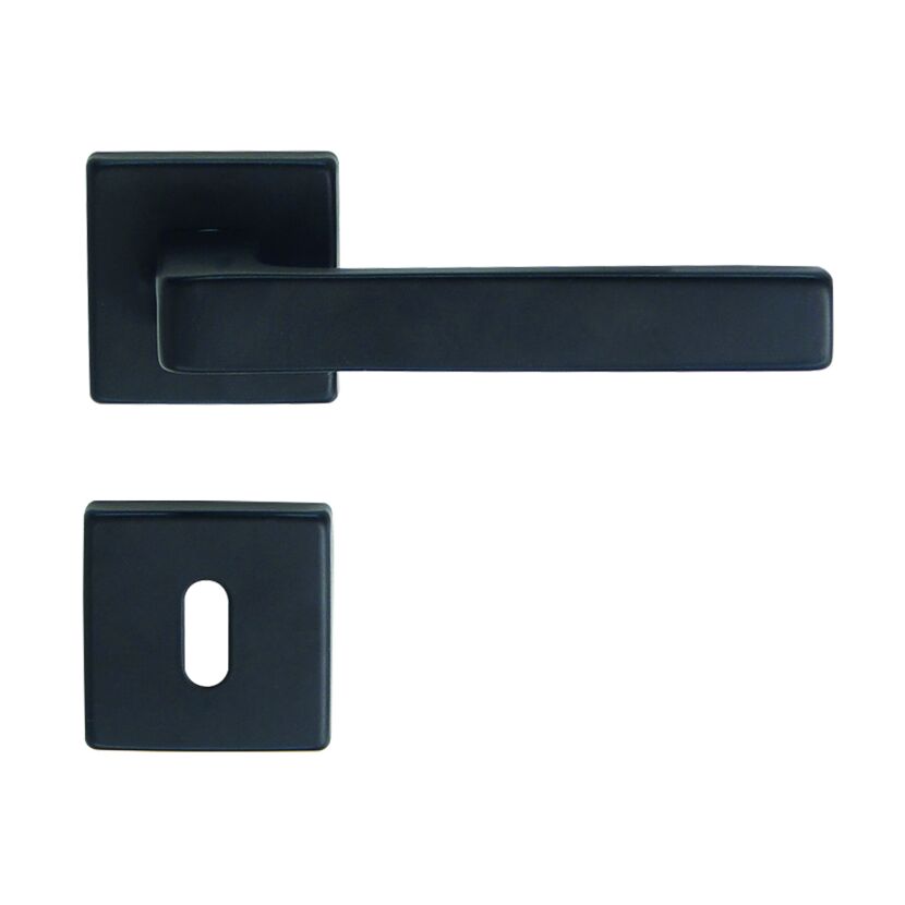 Rosettengarnitur 'Miami Alu' beschichtet, schwarz, Rosette 52 x 52 mm