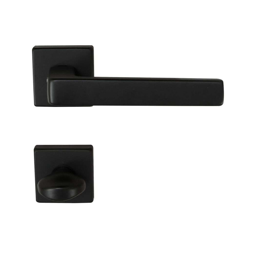 Rosettengarnitur 'Miami Alu' beschichtet, schwarz, Rosette 52x52mm