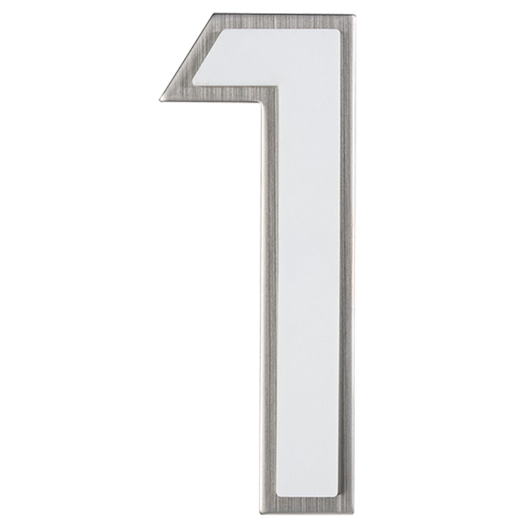 Hausnummer 1, Edelstahl, nachtleuchtend