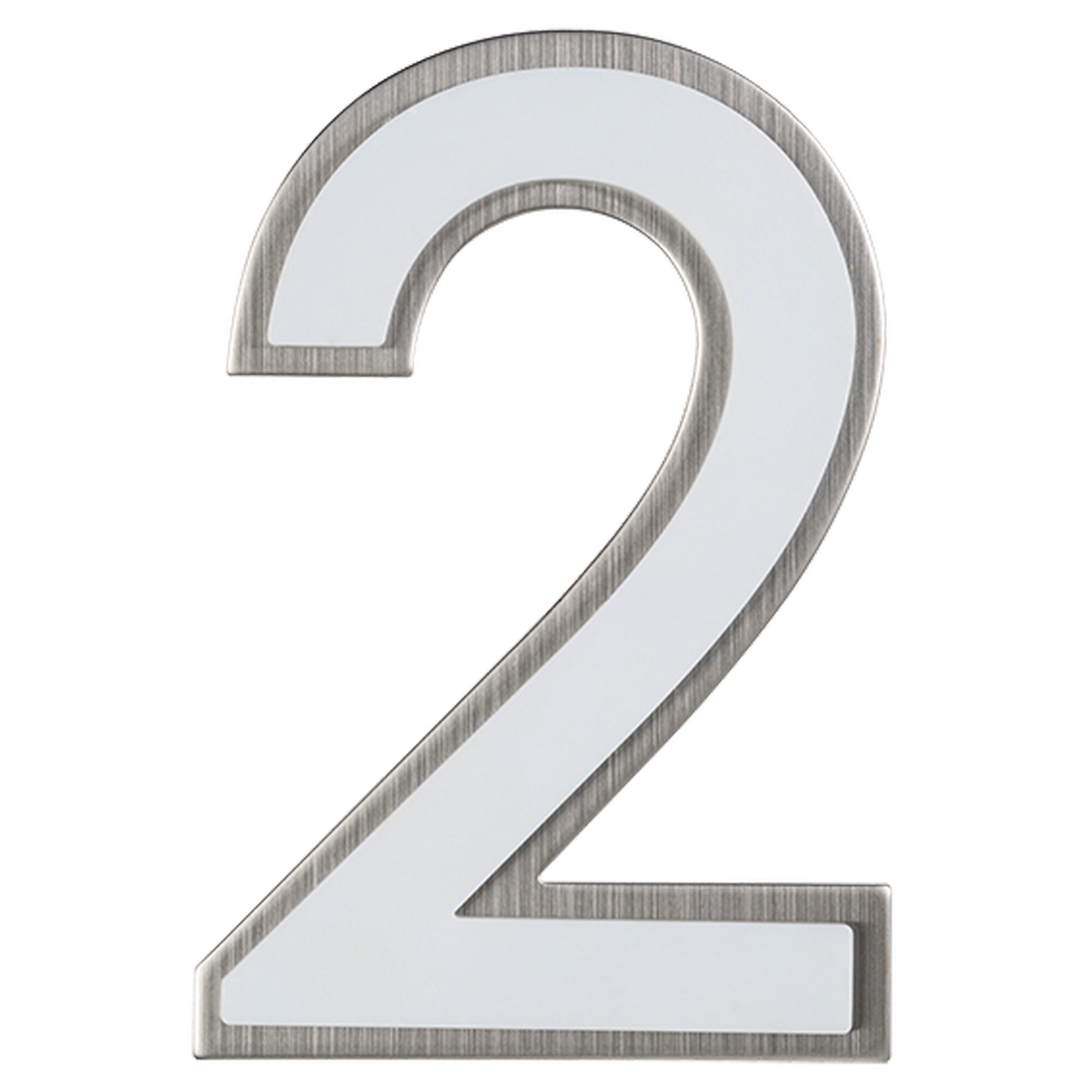 Hausnummer 2, edelstahlfarben, nachtleuchtend