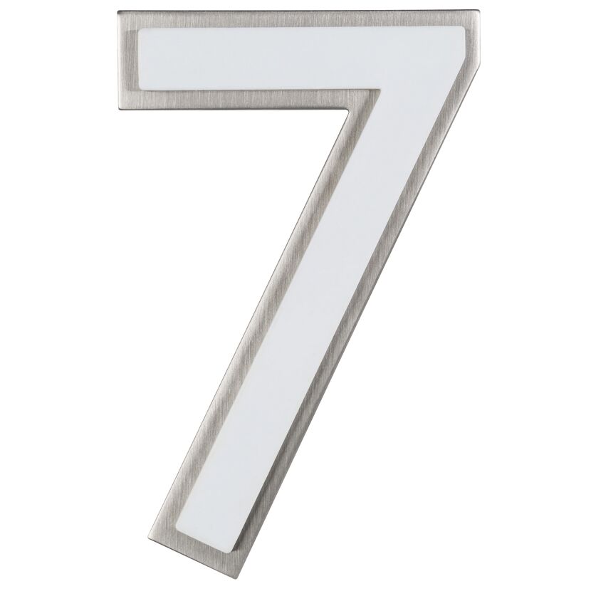 Hausnummer 7, Edelstahl, nachtleuchtend