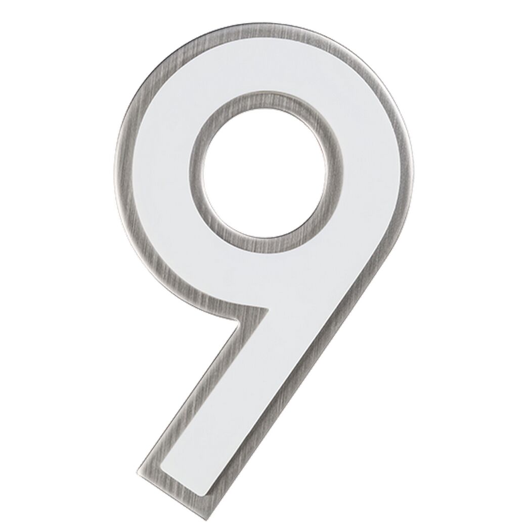 Hausnummer 9, Edelstahl, nachtleuchtend