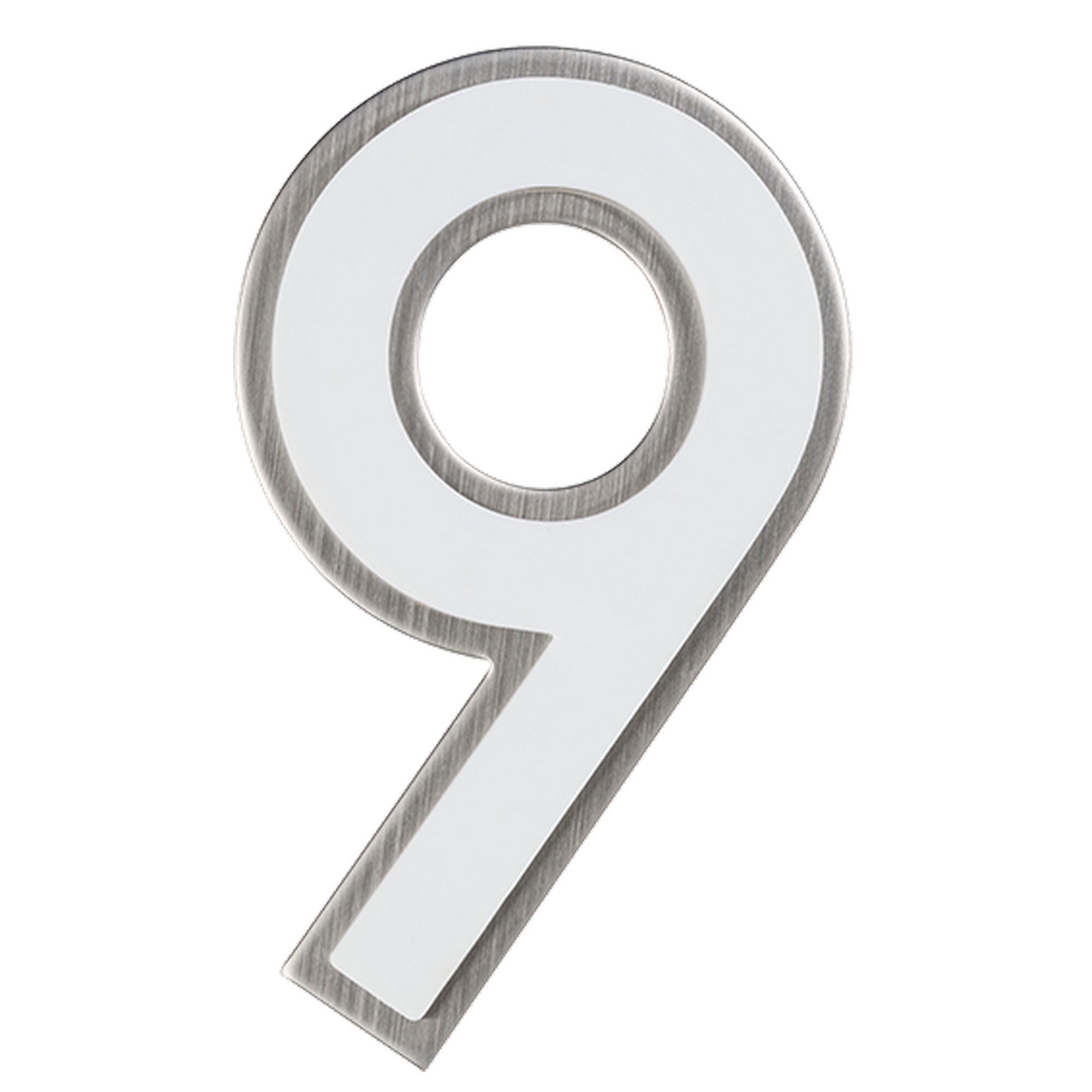 Hausnummer 9, Edelstahl, nachtleuchtend