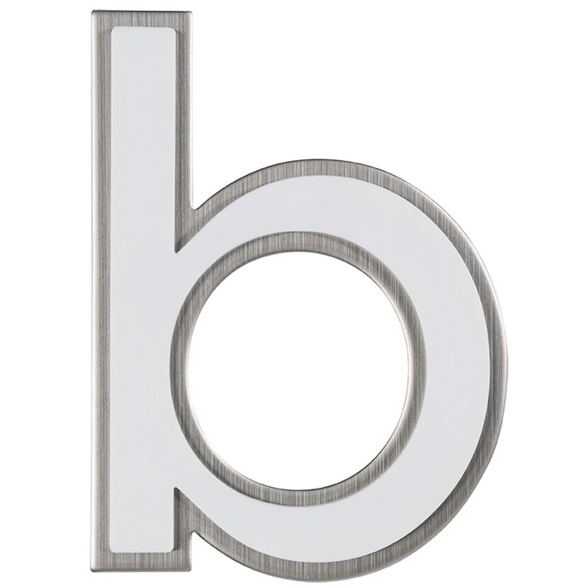 Buchstabe b aus Edelstahl, nachtleuchtend
