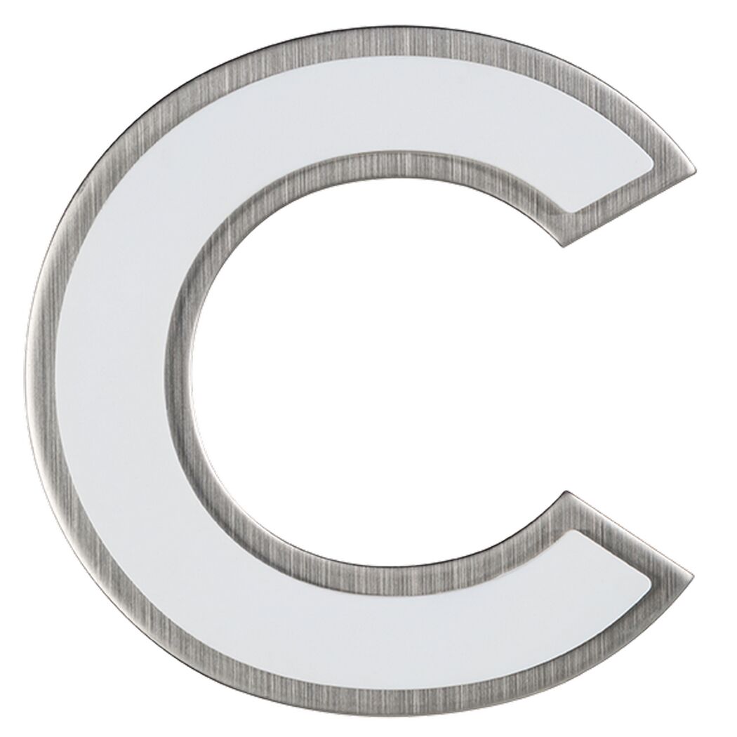 Buchstabe C aus Edelstahl, nachtleuchtend
