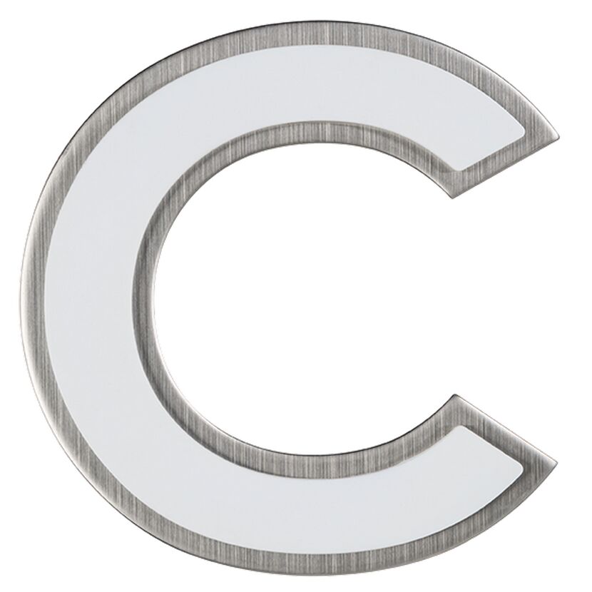 Buchstabe C aus Edelstahl, nachtleuchtend