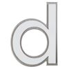 Nachtleuchtender Buchstabe D aus Edelstahl.