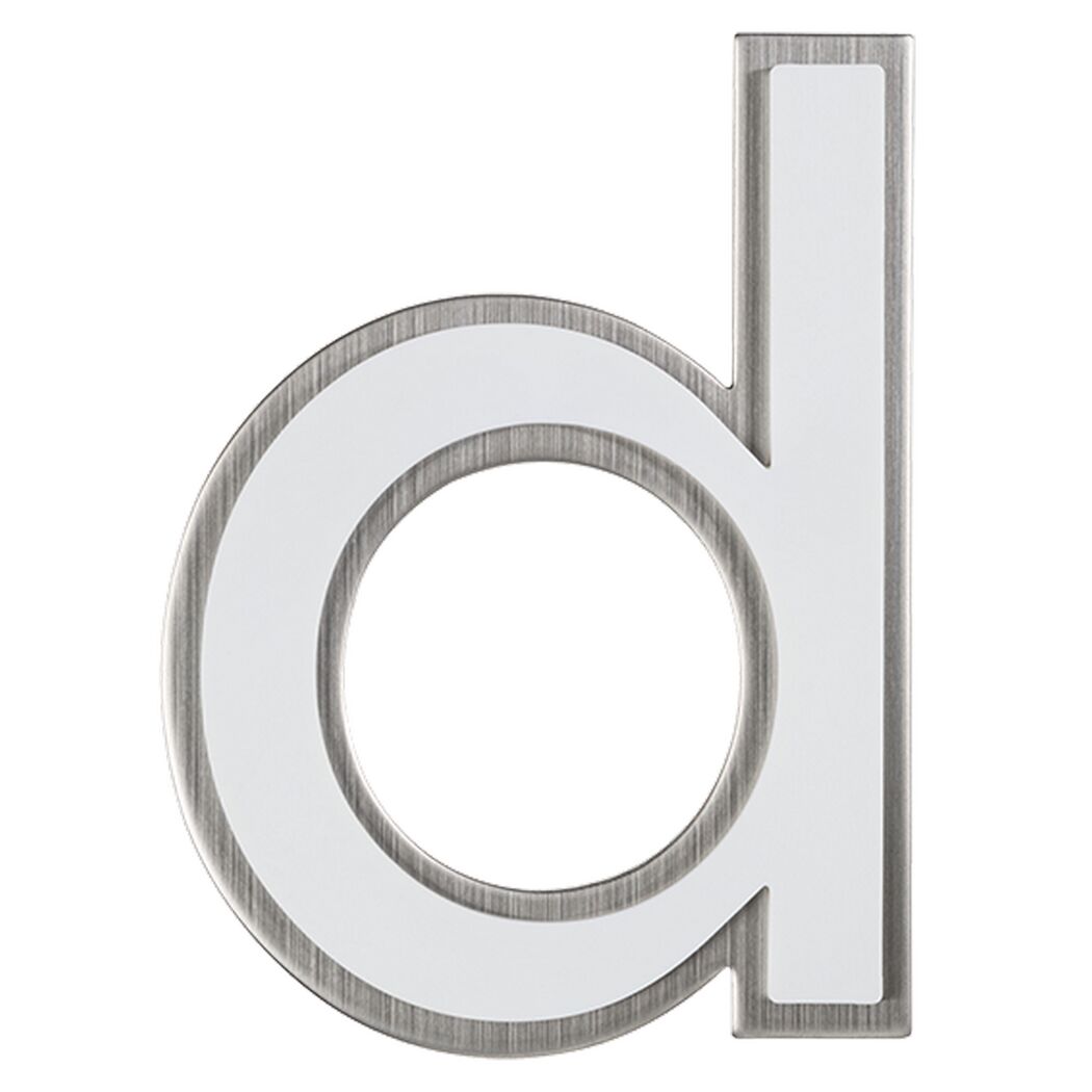 Nachtleuchtender Buchstabe D aus Edelstahl.