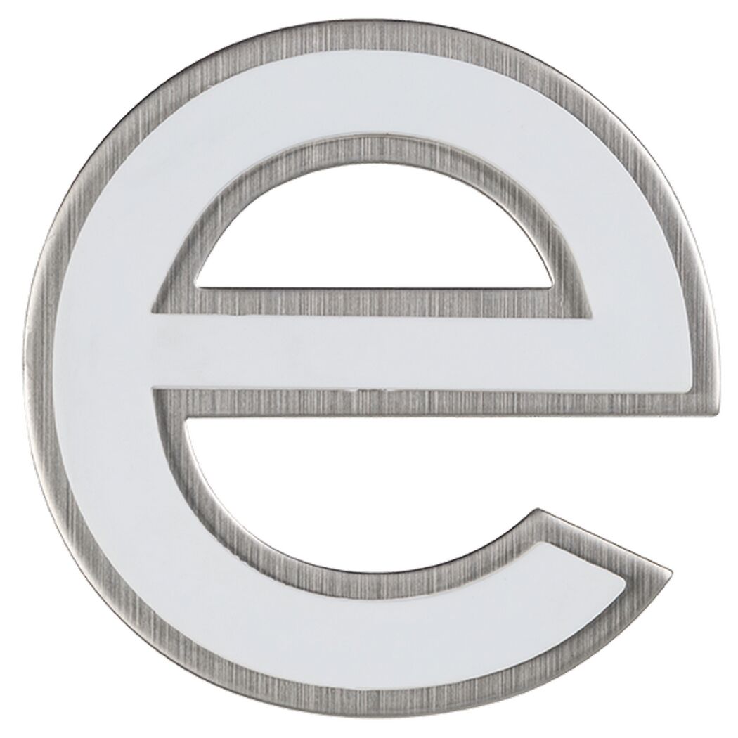 Nachtleuchtender Buchstabe E aus Edelstahl