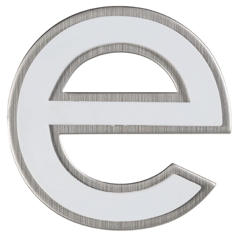 Nachtleuchtender Buchstabe E aus Edelstahl