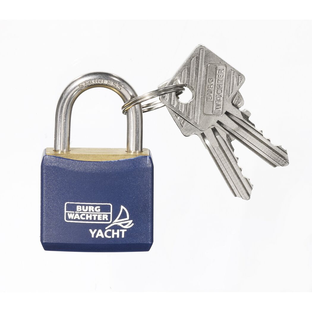 Blaues Vorhangschloss Yacht mit zwei Schlüsseln