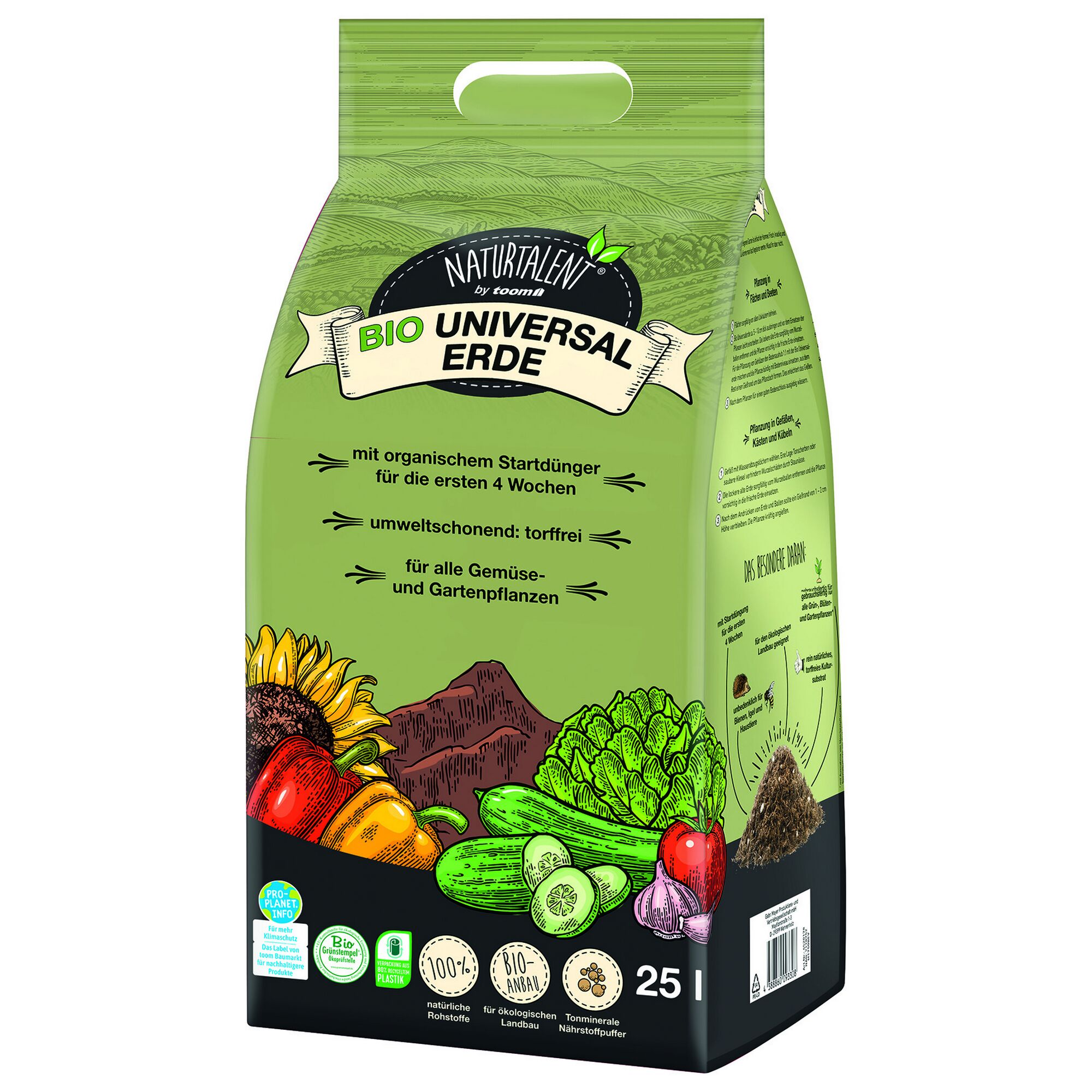 Naturtalent Bio Universalerde 25l für Gemüse und Gartenpflanzen
