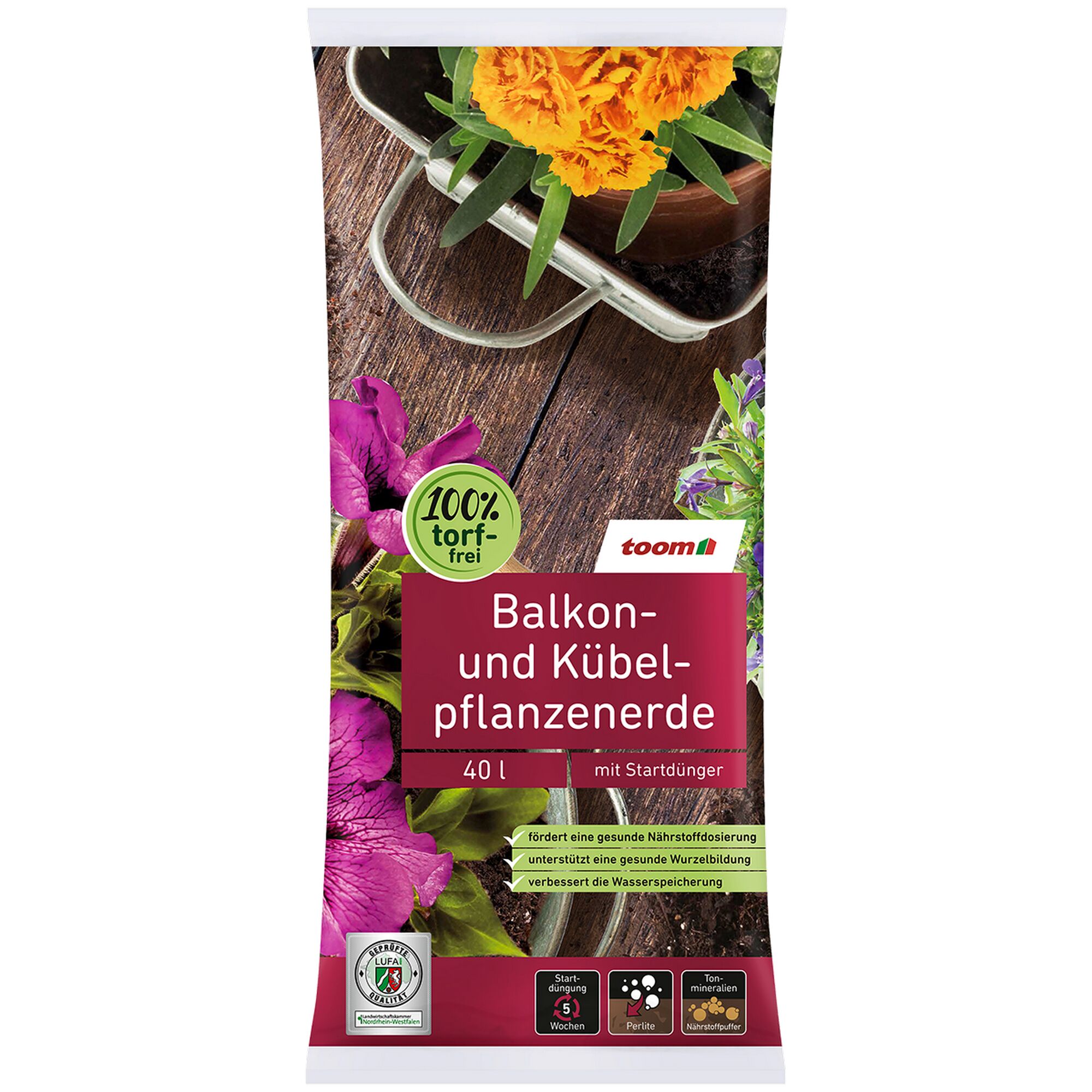 Toom Balkon- und Kübelpflanzenerde 40l torffrei