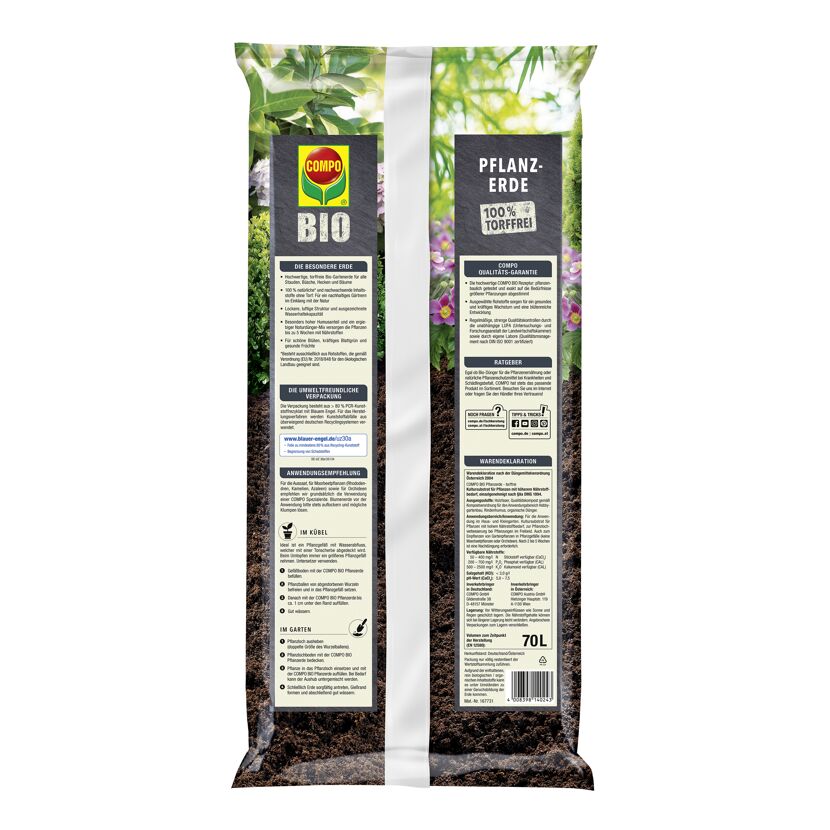 COMPO BIO Pflanzerde 70l, 100% torffrei