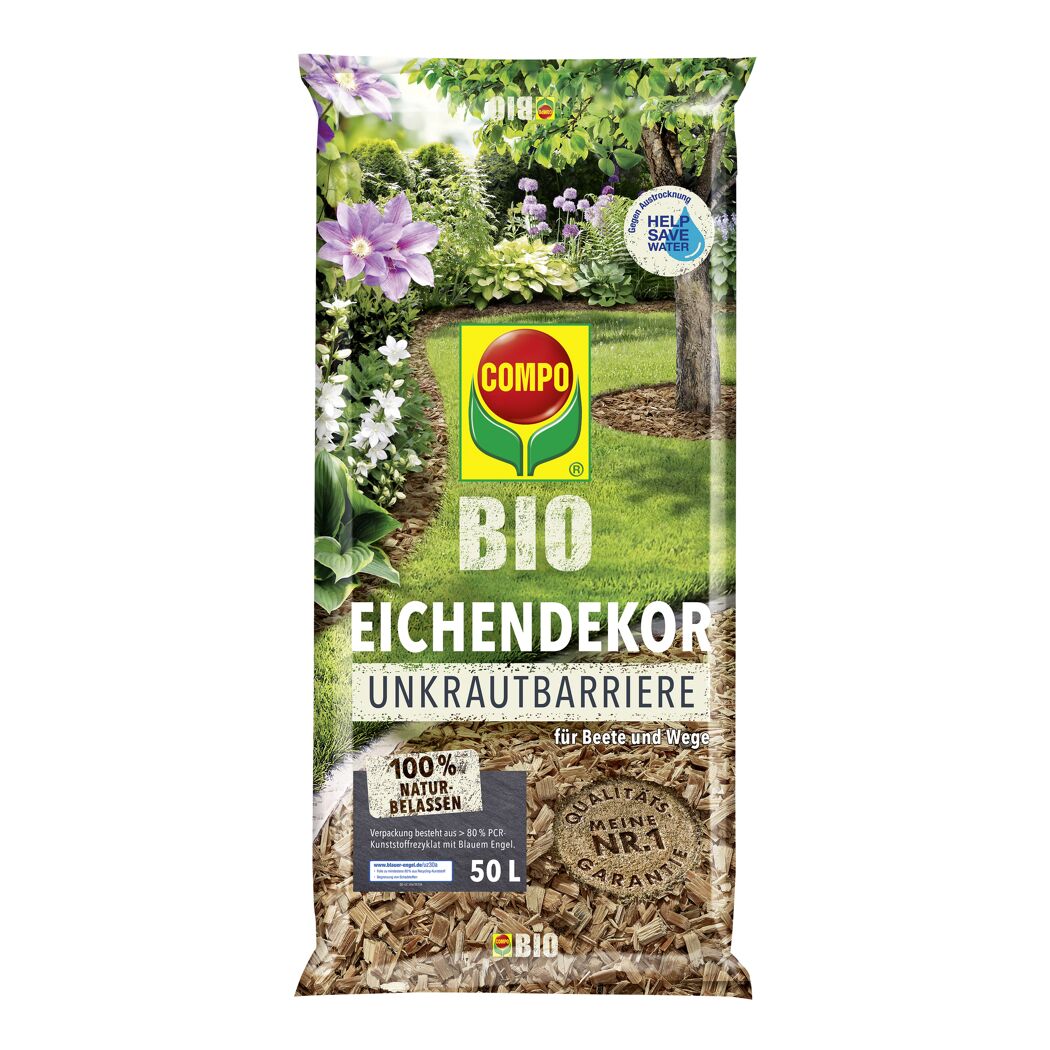 COMPO BIO Eichenrinde als Unkrautbarriere für Beete und Wege