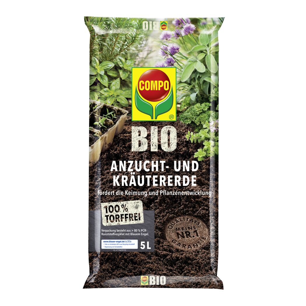 COMPO BIO Anzucht- und Kräutererde, 5 l Beutel