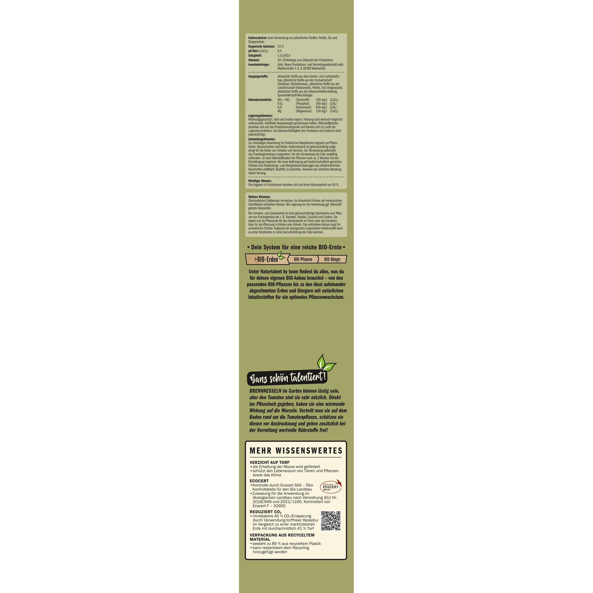 Naturtalent by toom® Bio Tomaten- und Gemüseerde 20 l