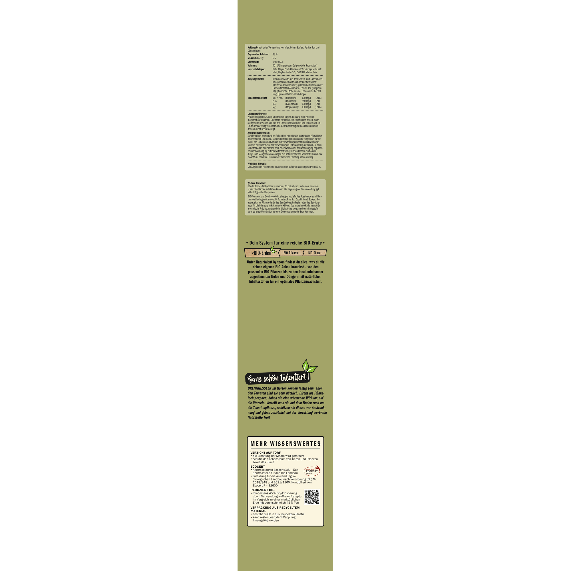 Naturtalent by toom®Bio Tomaten- und Gemüseerde 40l