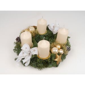 Adventskranz cremefarben Ø 30 cm, mit vier Kerzen