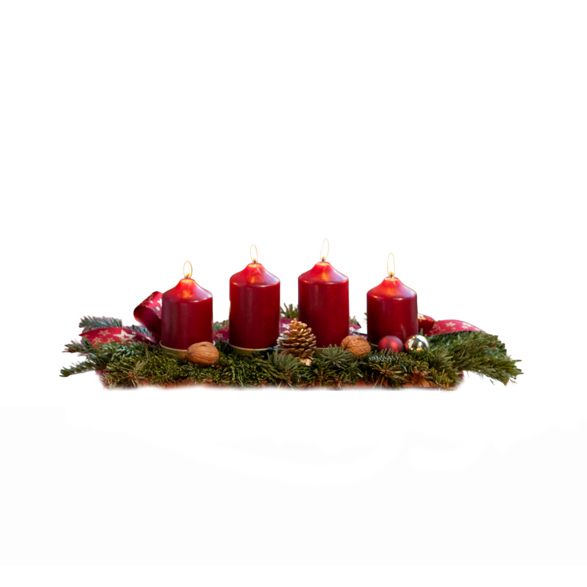 Adventsgesteck Nordmann rubinrot