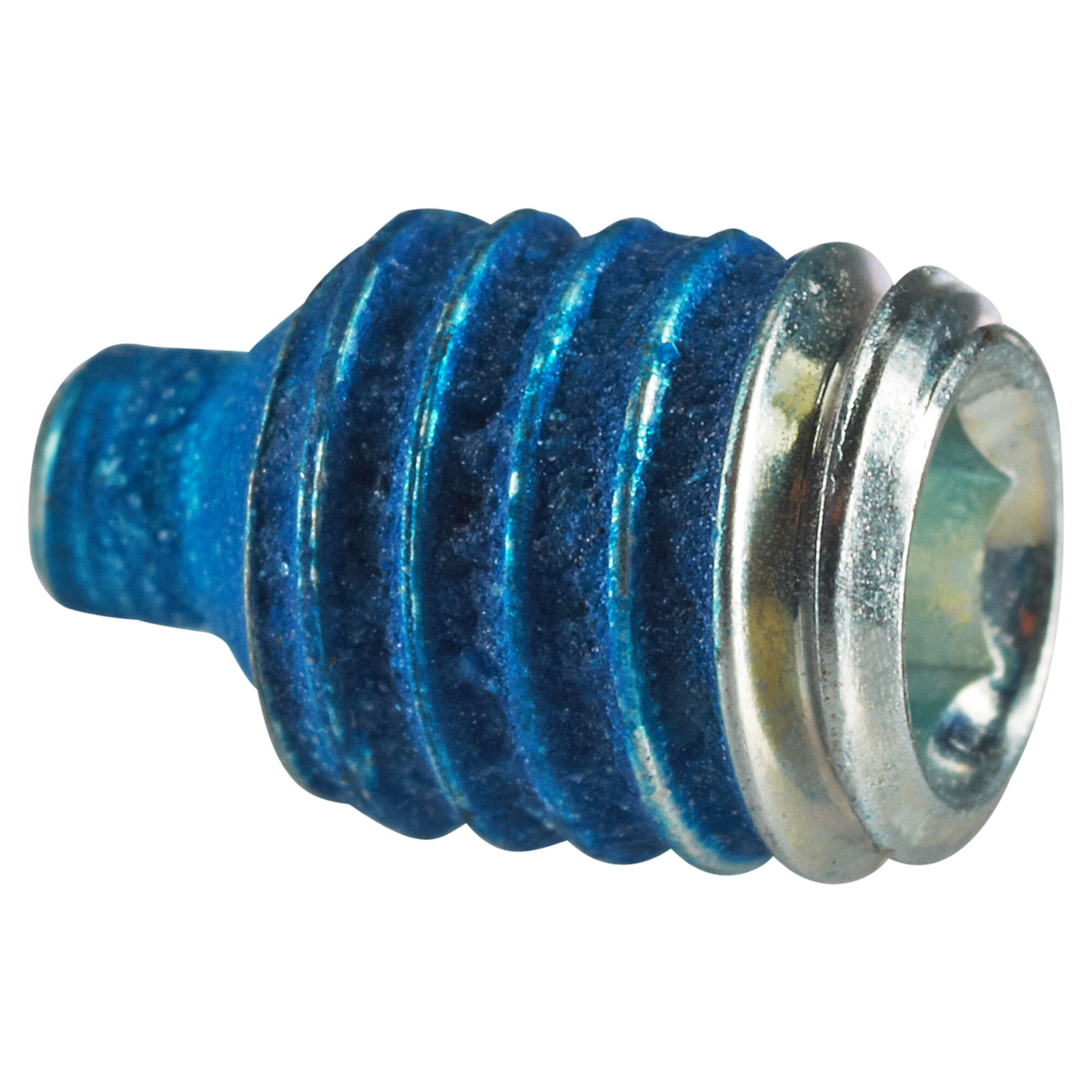Blaue Madenschraube mit Innensechskant