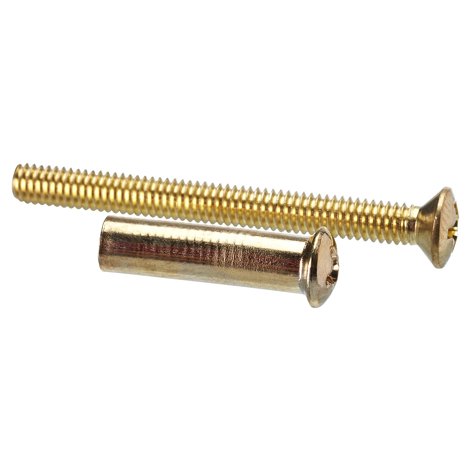 Zwei goldene Hülsenschrauben