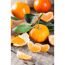 Calamondin Orange, geschnitten und ganz, mit Blättern