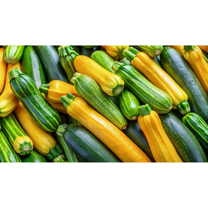 Zucchini 'Diamant' grün-panaschiert 10,5 cm Topf